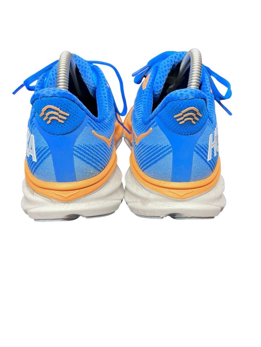 Hoka Clifton 9 Men size 8.5 D Athletic Shoes - Vivid Blue with Orange Accents - Picture 3 of 9